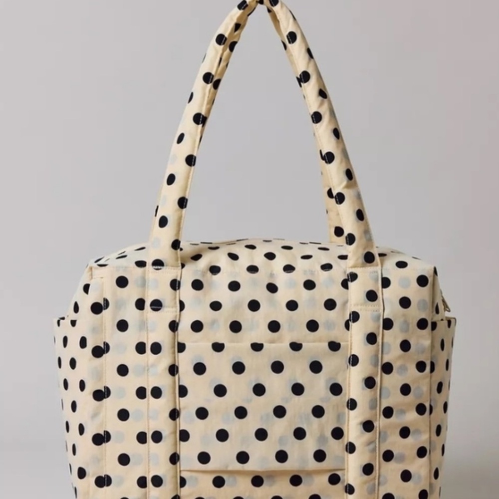 NWT Baggu Small Cloud Carry On Cream Black Polka Dot - Picture 3 of 6
